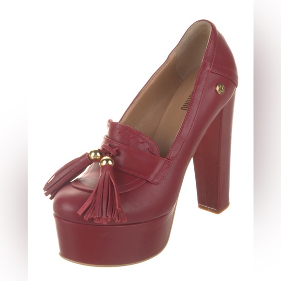 Love Moschino Leather Tassel Accent Pumps Bloody Red Color US Size 10 Rare find - Picture 3 of 7